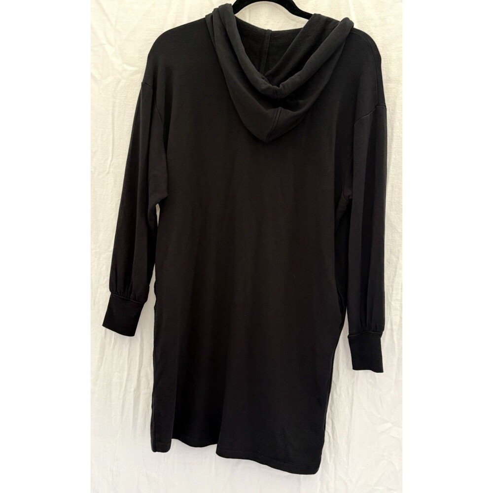 EUC Lou & Grey Hooded Henley Sweatshirt Dress S Black Cozy Athleisure Fall - Picture 9 of 16